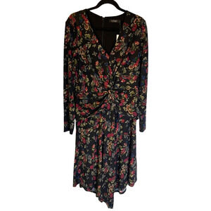 Lauren Ralph Lauren Womens Whimsigoth Dark Floral Dress Size 14 NEW Black Draped